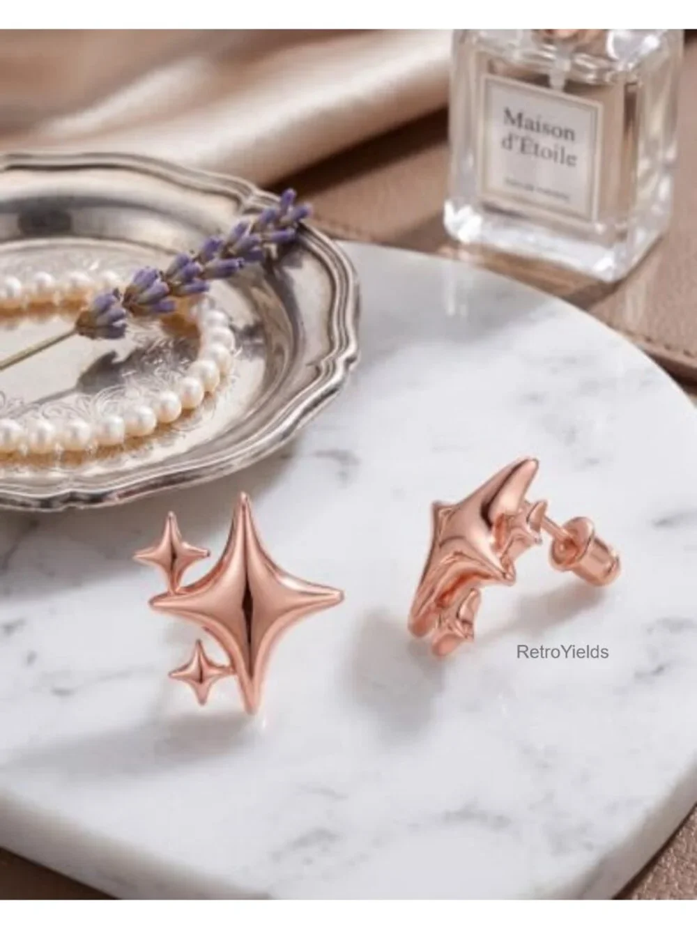 14K Gold Vermeil Recycled Sterling Silver Star Stacking Earrings Hypoallergenic